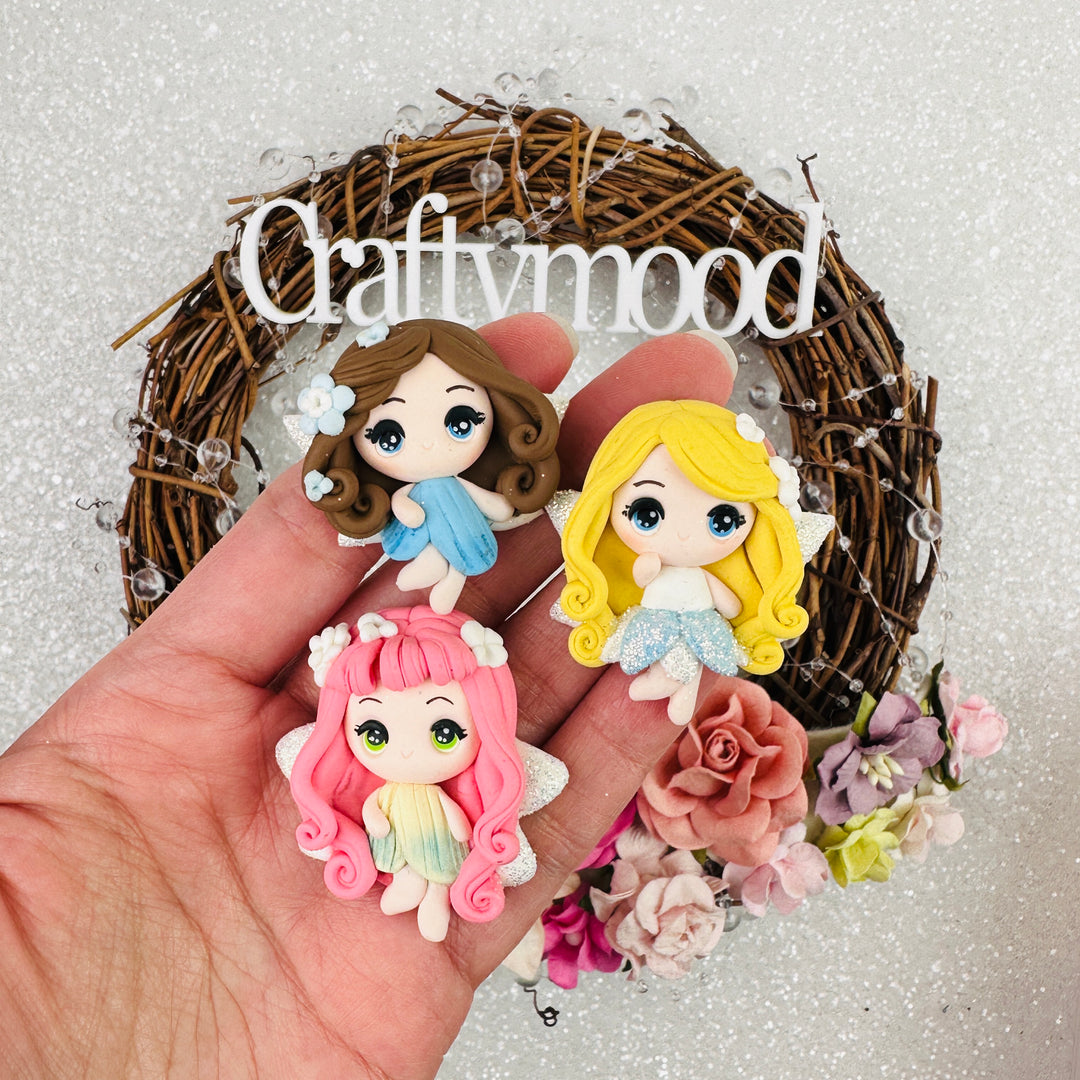 Cute flower fairies - Handmade Flatback Clay Bow Centre