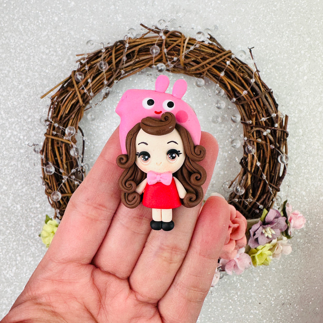 Dressing up pig girl - Embellishment Clay Bow Centre