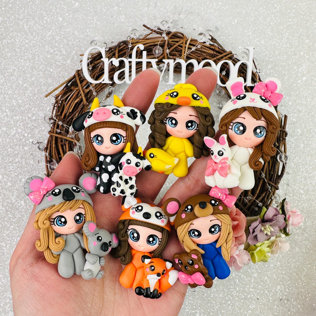 Dressing up girls animals - Handmade Flatback Clay Bow Centre