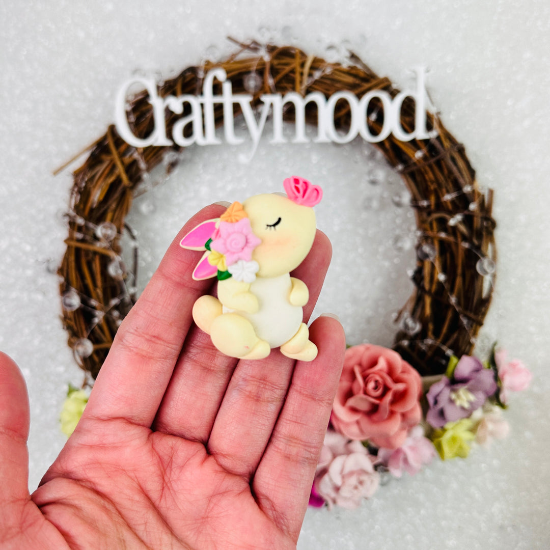 Bunny and butterfly - Handmade Flatback Clay Bow Centre