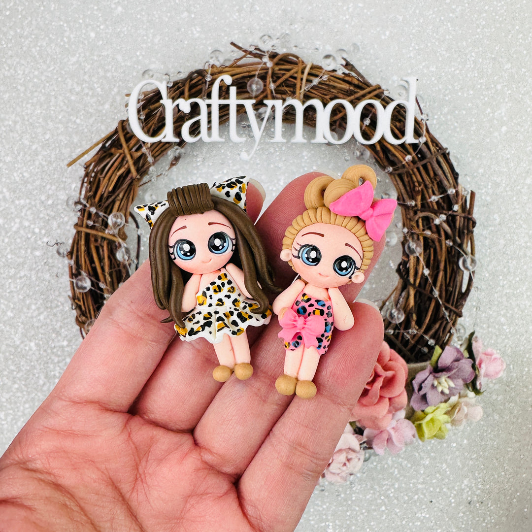 Leopard prints girls - Handmade Flatback Clay Bow Centre
