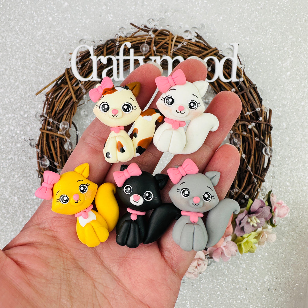 The cats - Handmade Flatback Clay Bow Centre