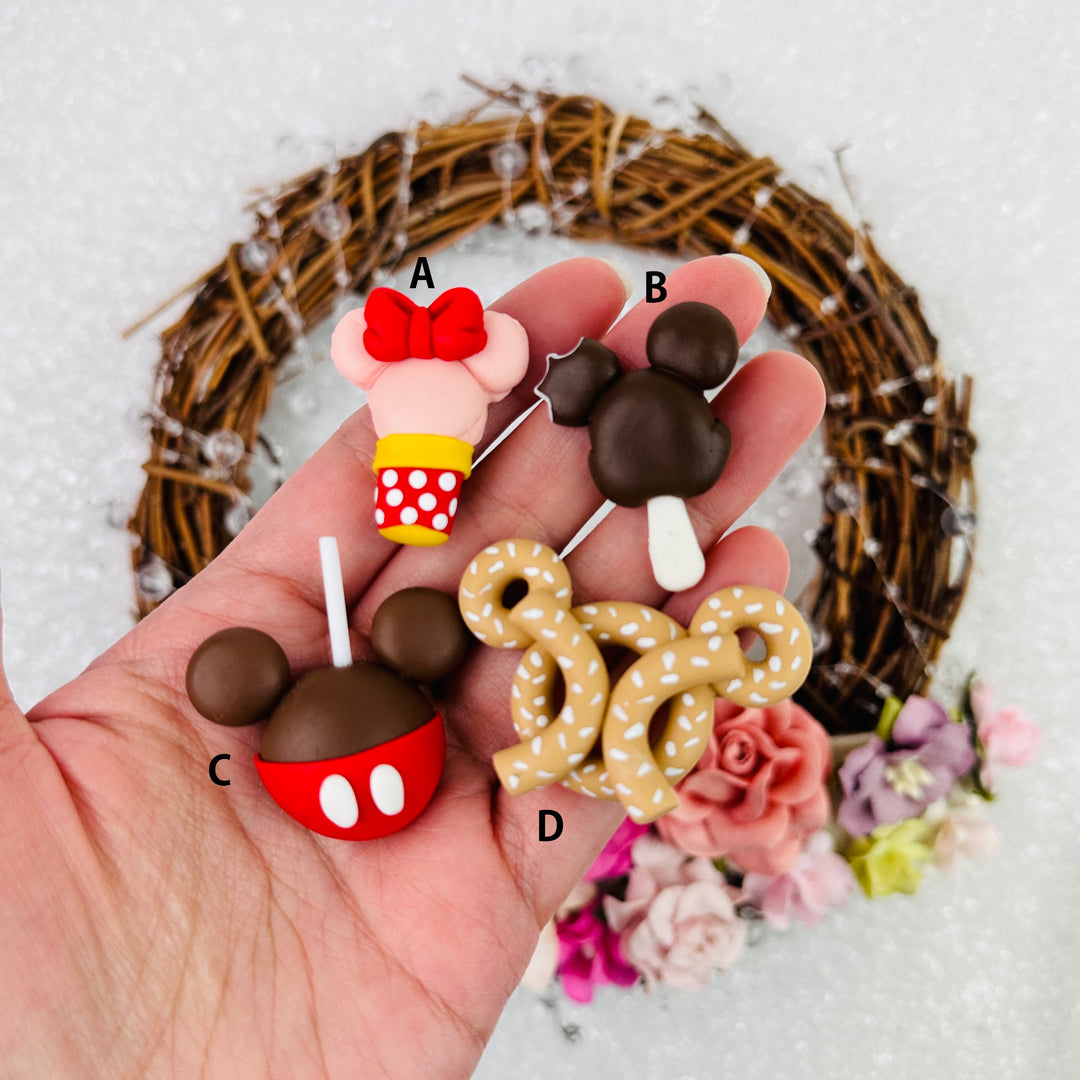 Mouse head themed food - Handmade Flatback Clay Bow Centre
