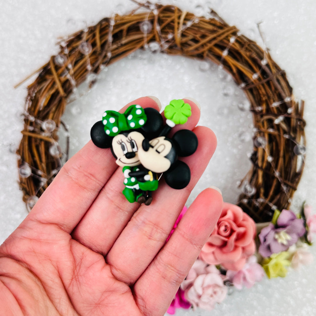 Lucky mouse lovey dovey - Handmade Flatback Clay Bow Centre