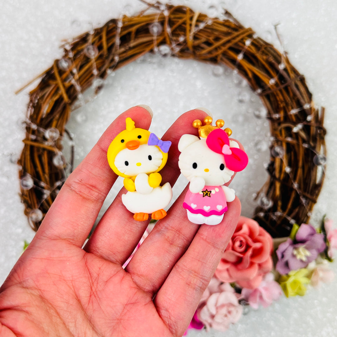 White cat dressing up - Handmade Flatback Clay Bow Centre
