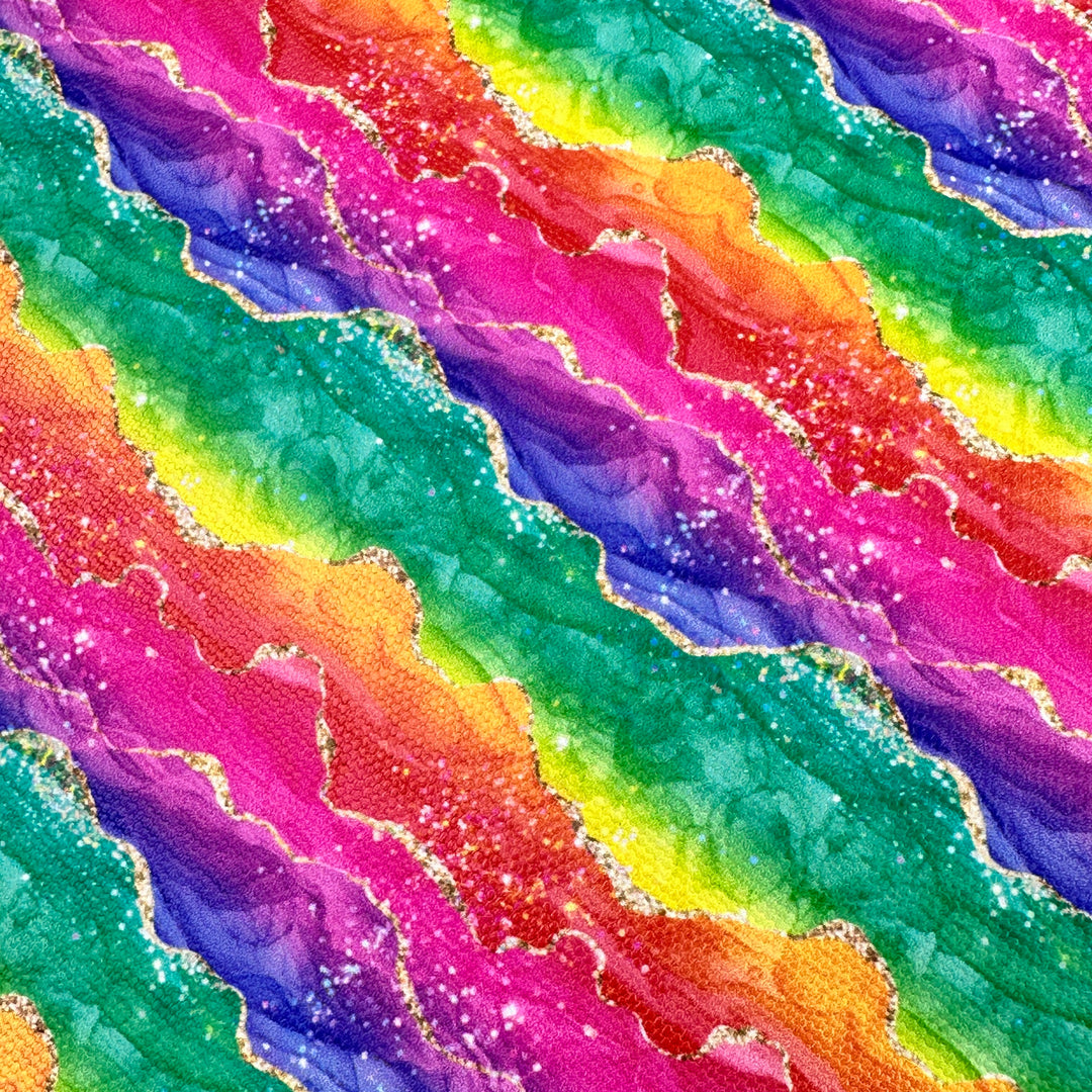 Rainbow marble gold geode - Pu Leatherette vinyl - canvas - choose Fabric material Sheets