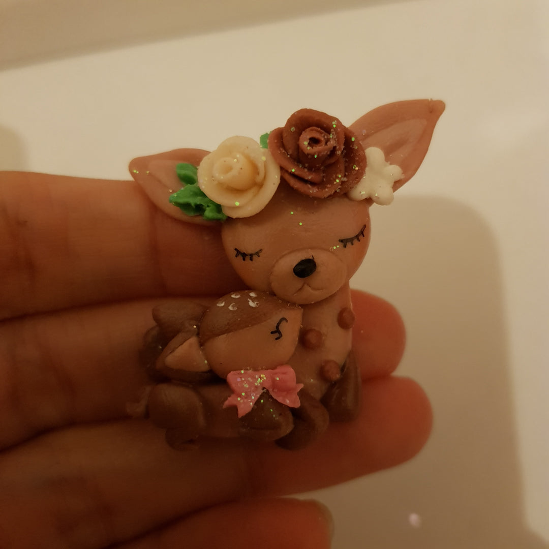 Spring Animals baby - Handmade Flatback Clay Bow Centre