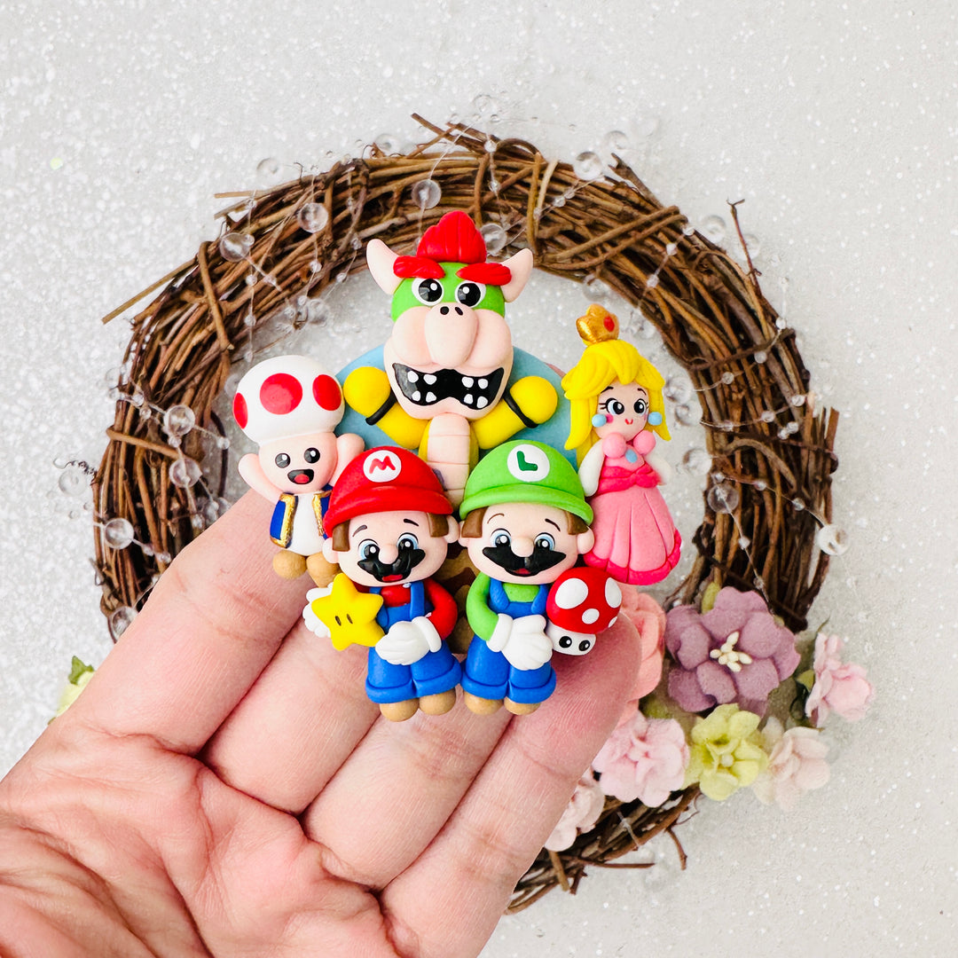 Game plumber cameo - Handmade Flatback Clay Bow Centre