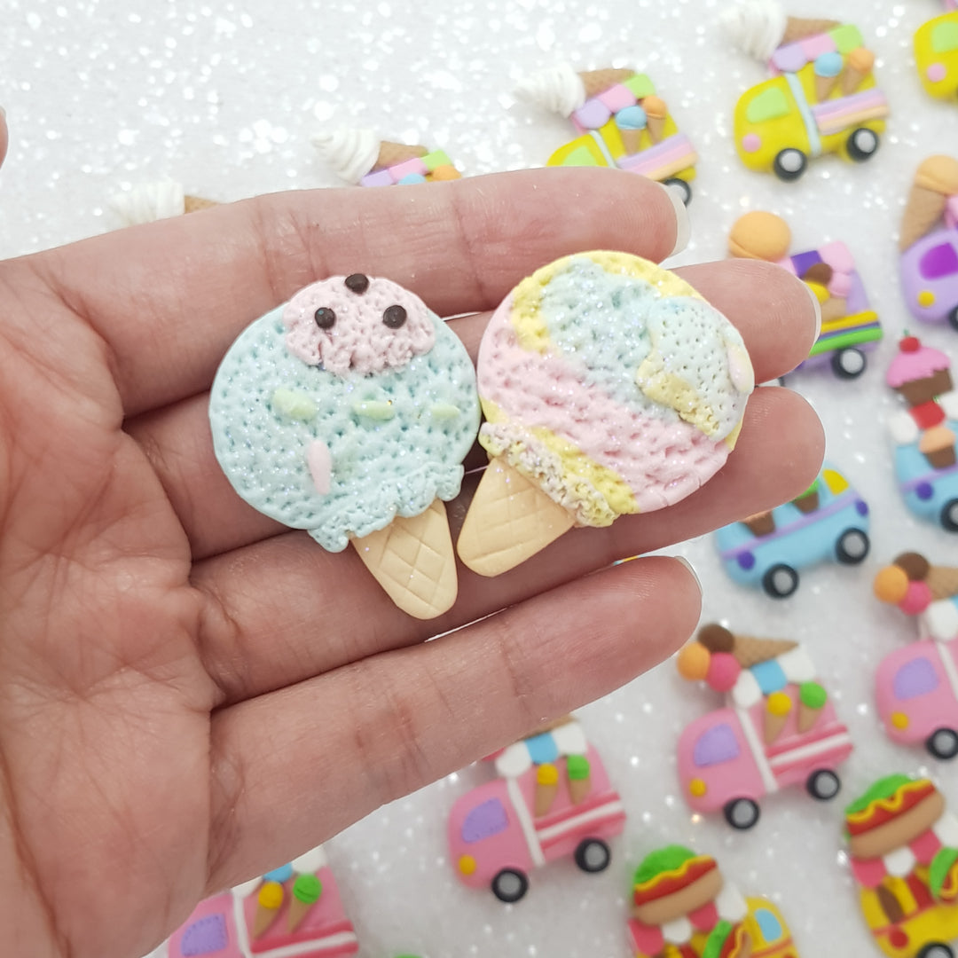 Tasty Summer Ice Cream - Embellishment Clay Bow Centre