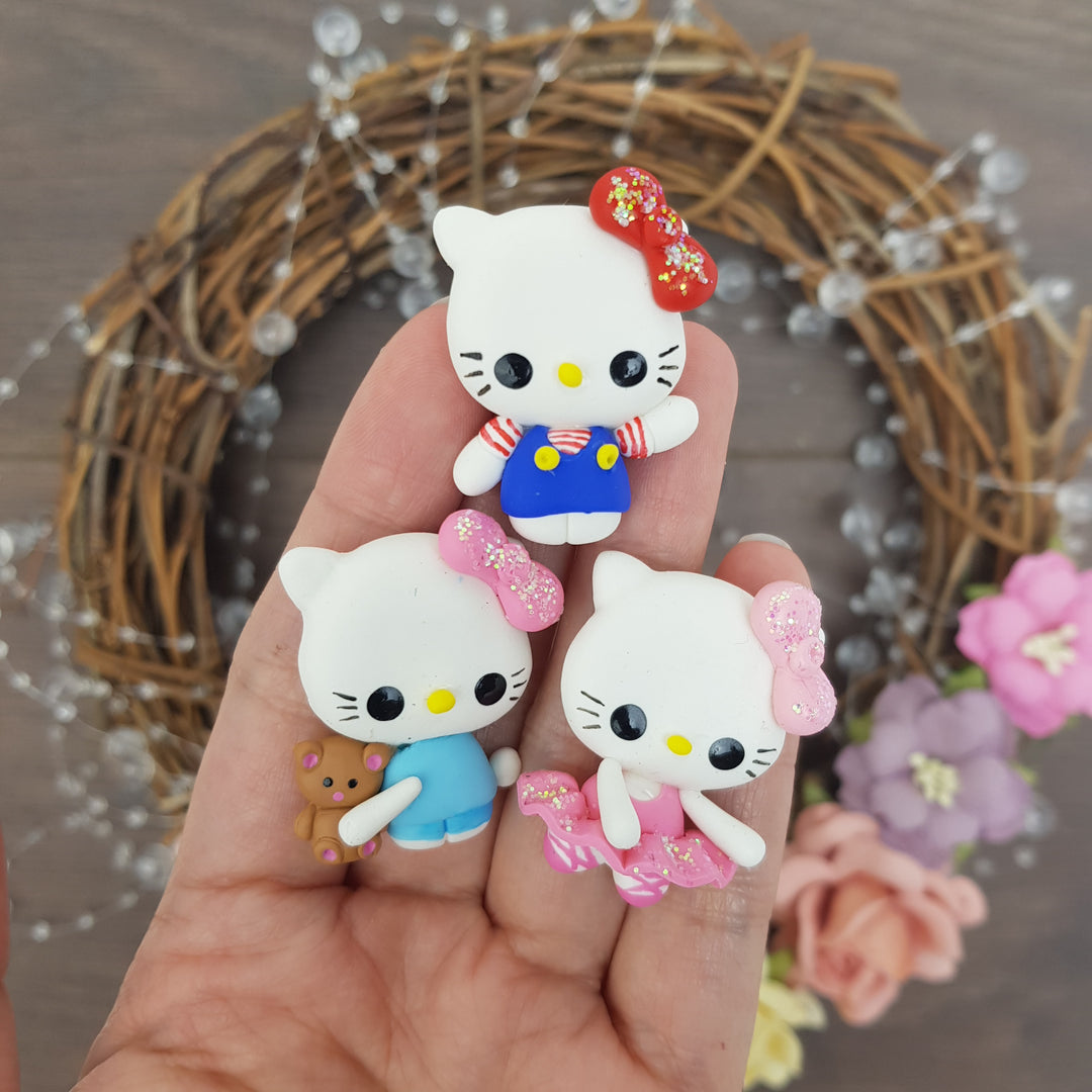 Kitty cat - Handmade Flatback Clay Bow Centre