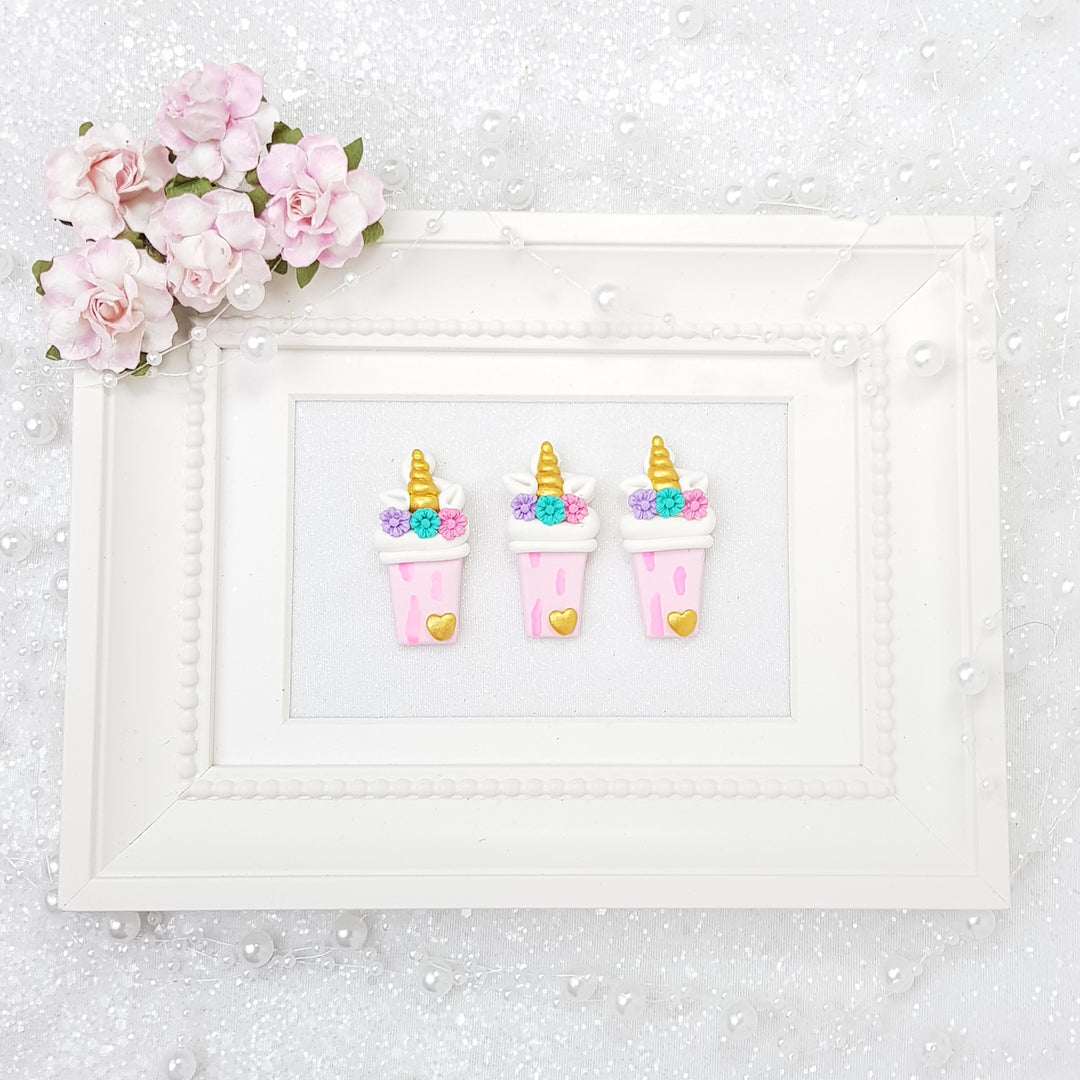 Latte Unicorn - Handmade Flatback Clay Bow Centre - Crafty Mood