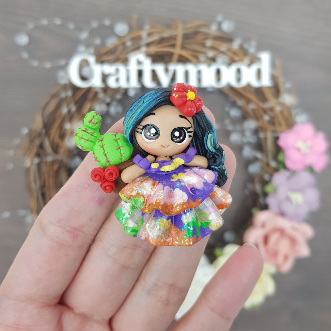 Magic flower girl - Embellishment Clay Bow Centre