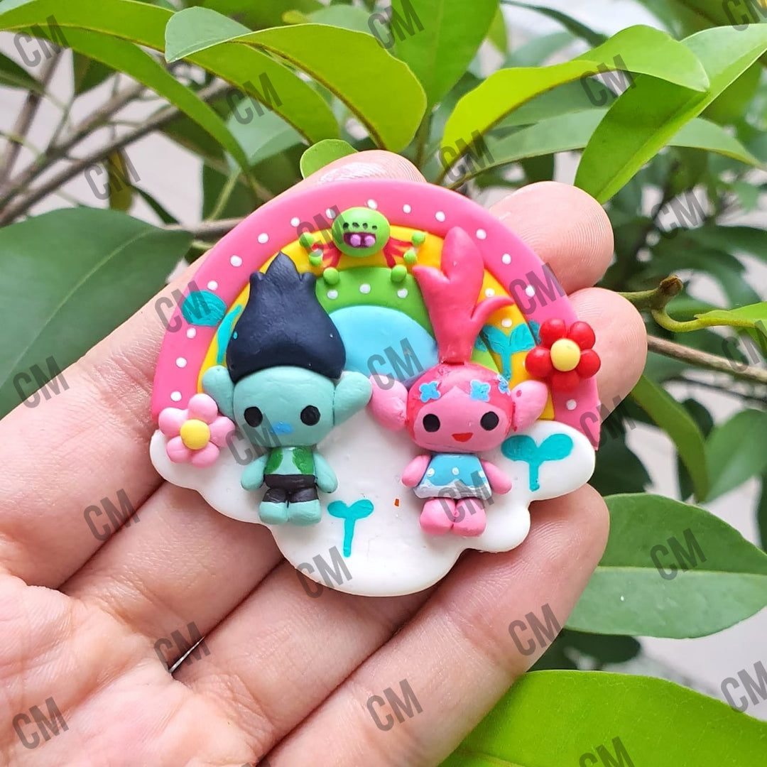 MAX 5 EACH PERSON - Troll cameo - Handmade Flatback Clay Bow Centre