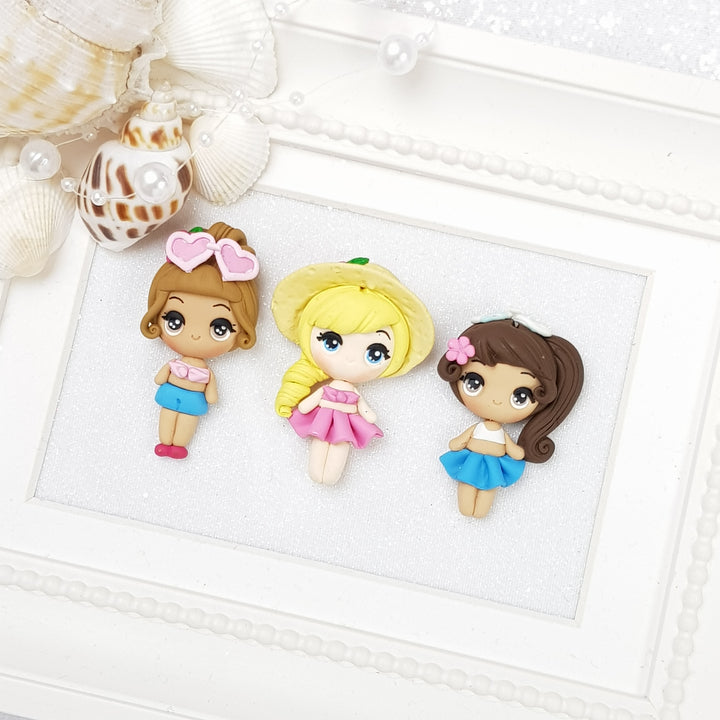 Summer Beach Girls - Handmade Flatback Clay Bow Centre - Crafty Mood