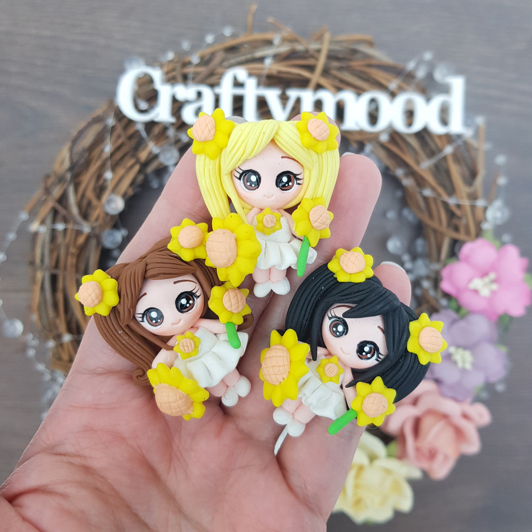 Sunflower girls - Embellishment Clay Bow Centre