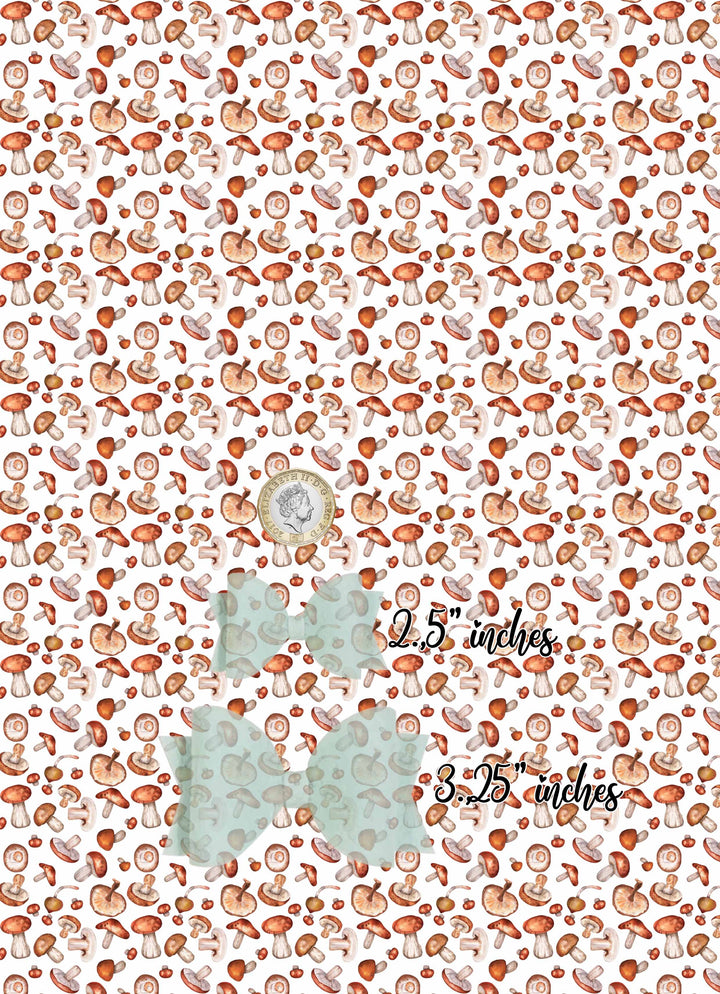 Autumn leaves - pumpkin -mushroom - Pu Leatherette vinyl - canvas - choose Fabric material Sheets