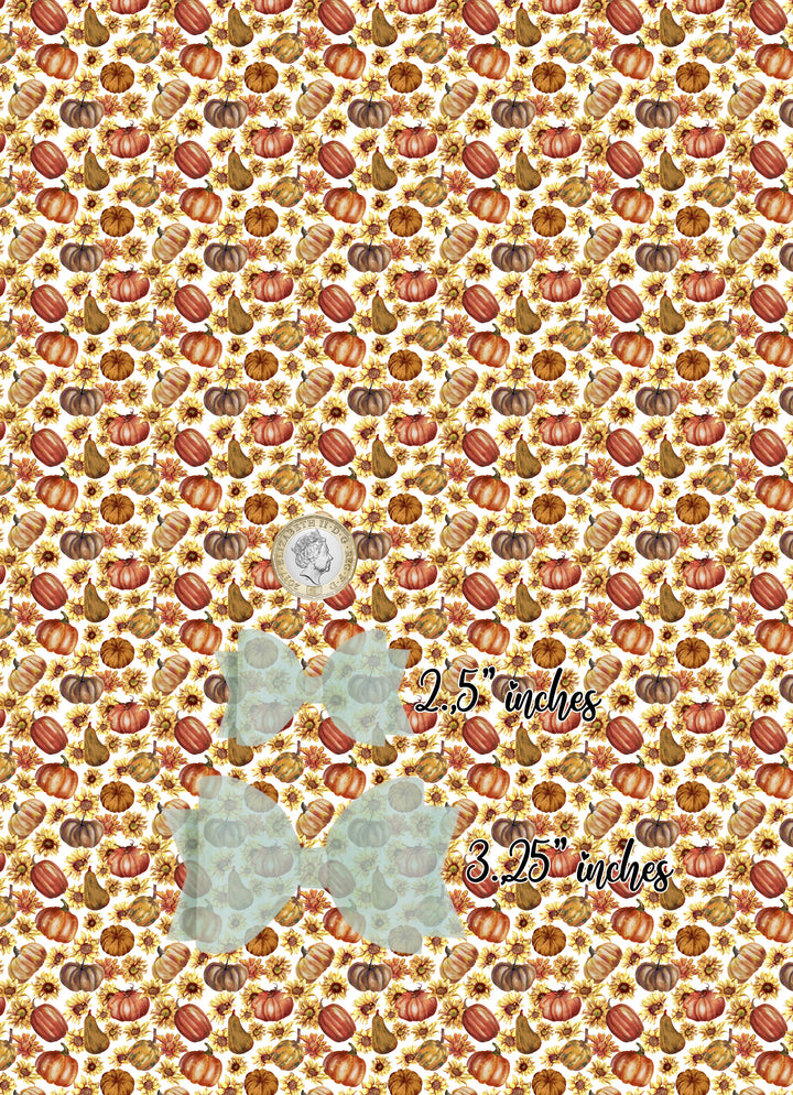 Autumn leaves - pumpkin -mushroom - Pu Leatherette vinyl - canvas - choose Fabric material Sheets
