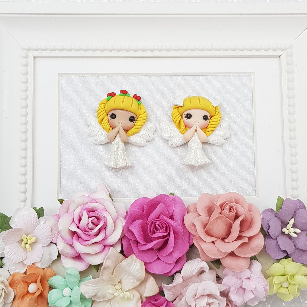 White angel - Handmade Flatback Clay Bow Centre