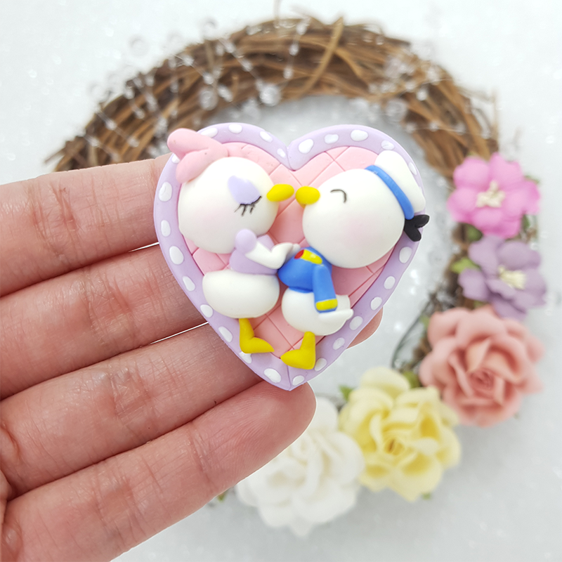 The duck kiss cameo - Handmade Flatback Clay Bow Centre