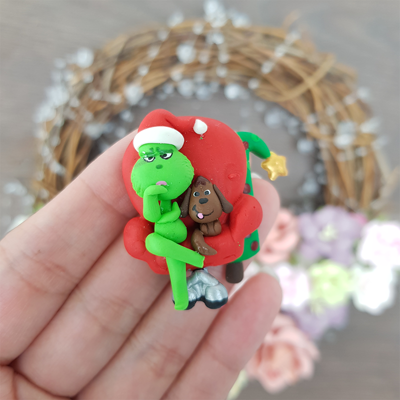 Christmas green sofa - Embellishment Clay Bow Centre