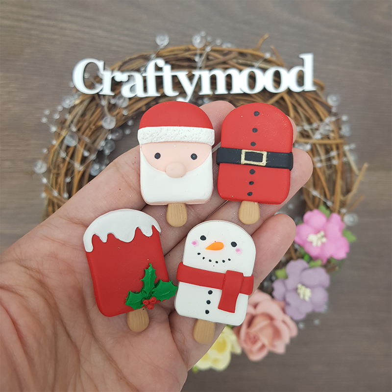 Christmas lollies - Handmade Flatback Clay Bow Centre
