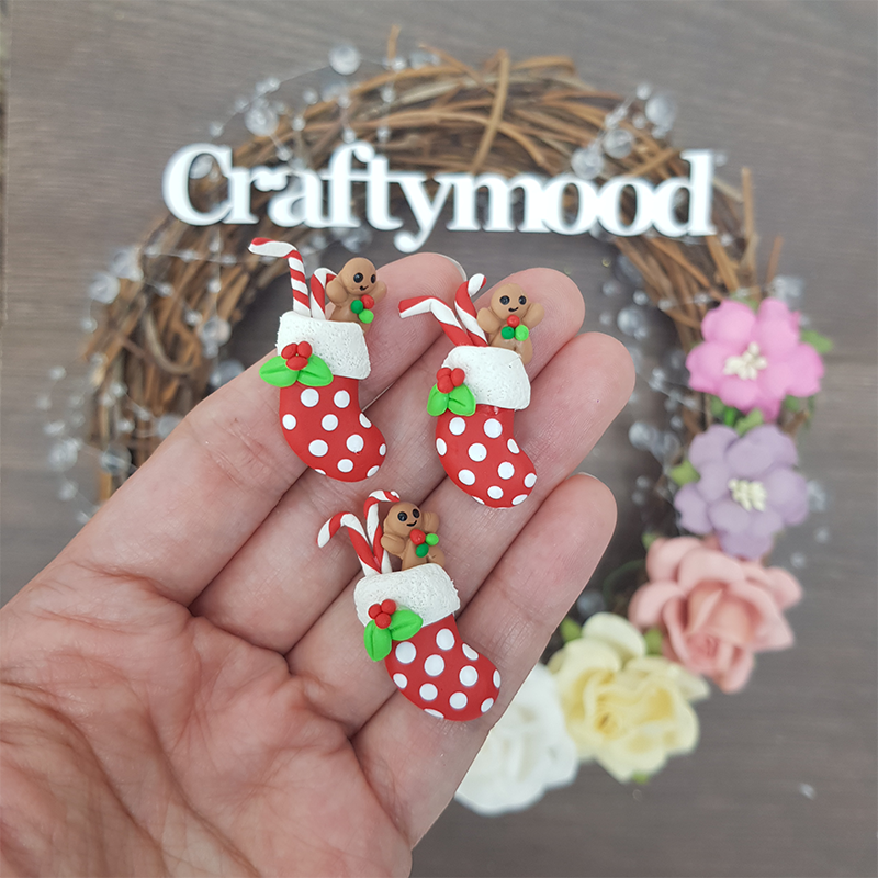 Christmas stocking - Embellishment Clay Bow Centre
