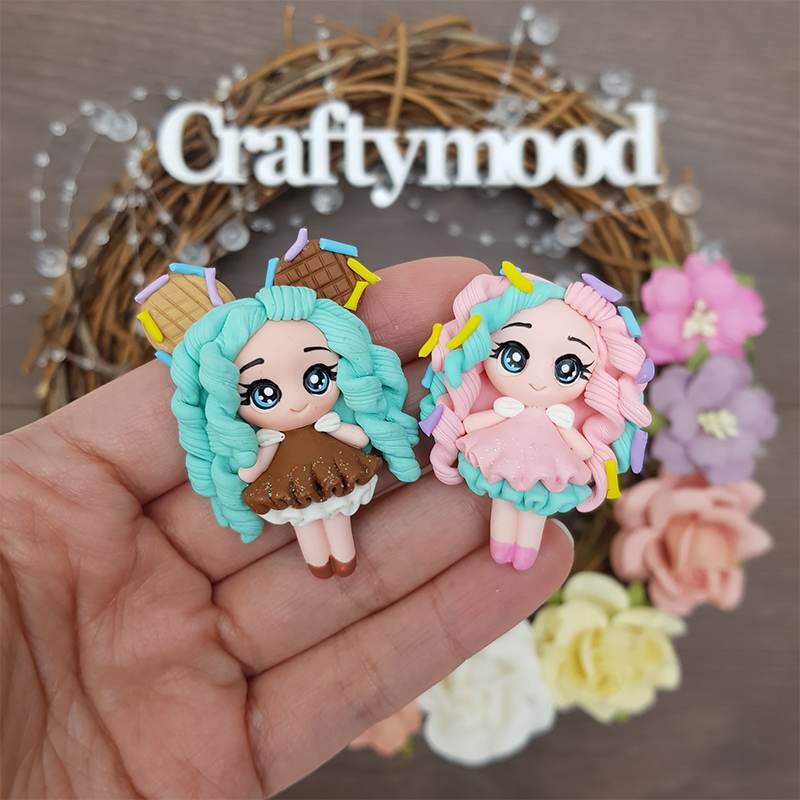 Cookie ice cream girl - Embellishment Clay Bow Centre