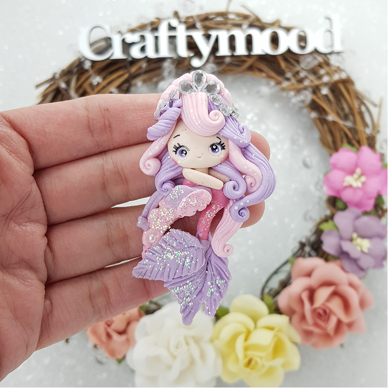 Crystal mermaid - Embellishment Clay Bow Centre