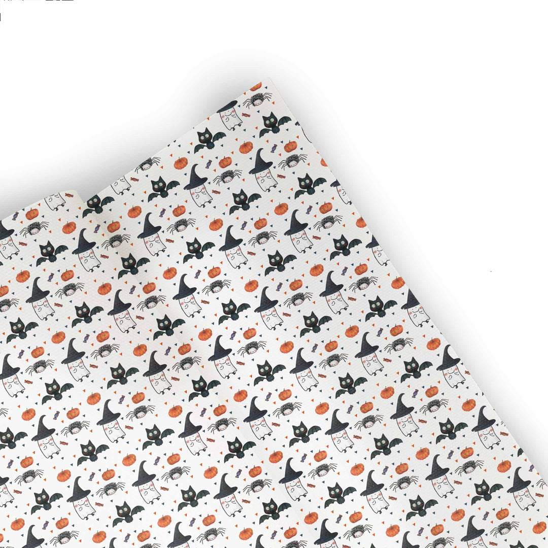 cute ghost halloween - Pu Leatherette vinyl - canvas - choose Fabric material Sheets