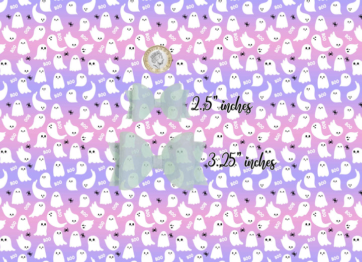 Ghost boo  - vegan faux Leather vinyl - canvas - choose Fabric material Sheets
