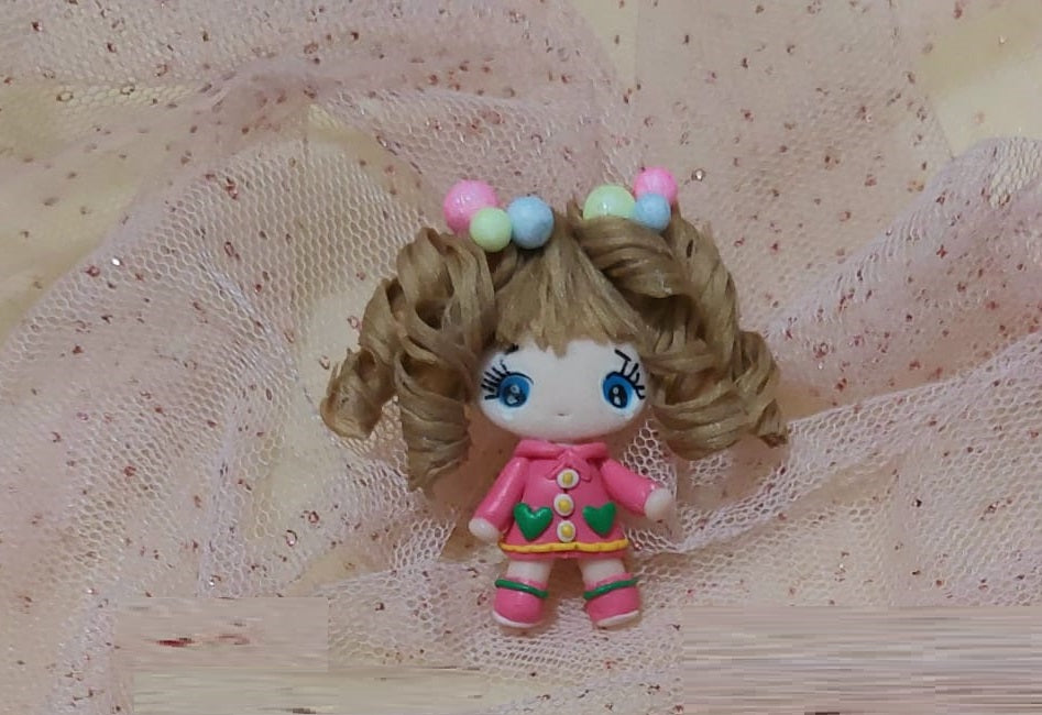 Pink candy girl - Embellishment Clay Bow Centre