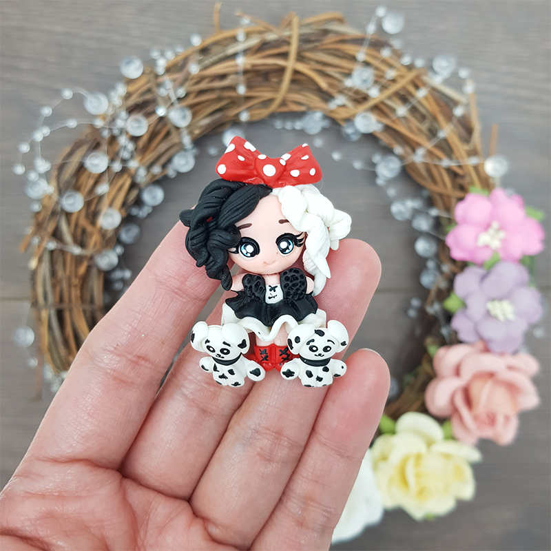 Girl with dog - Embellishment Clay Bow Centre