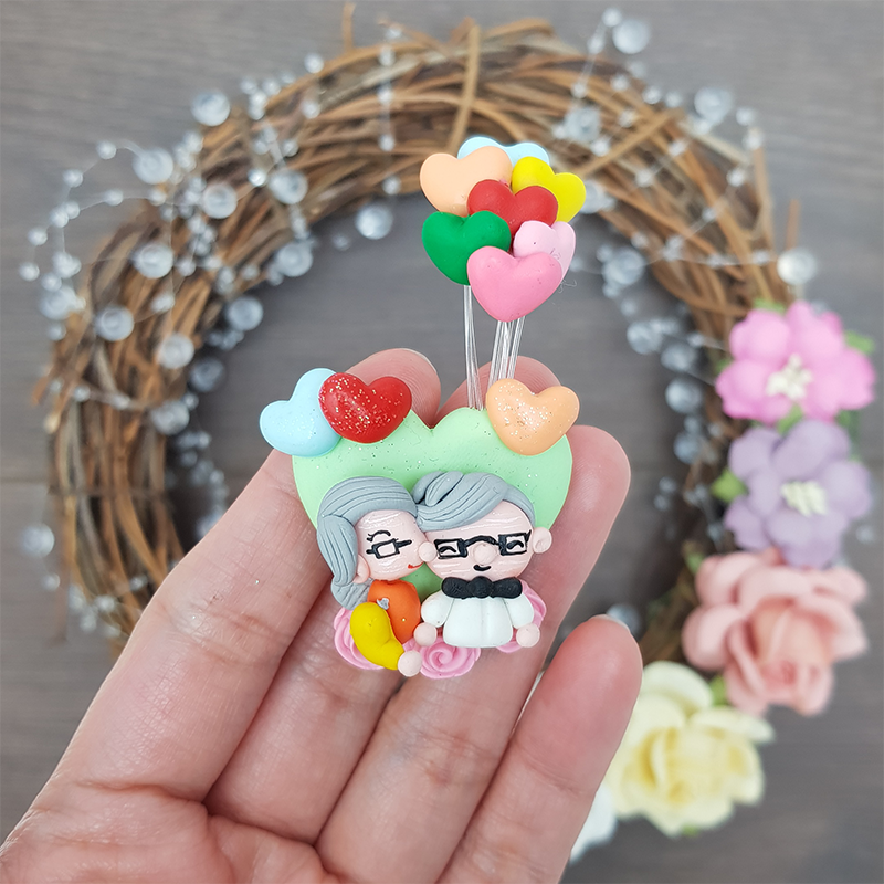 Grandpa grandma love - Handmade Flatback Clay Bow Centre