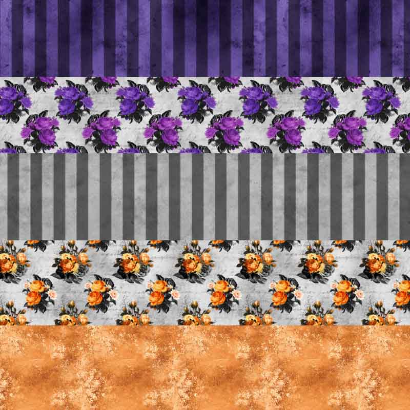 halloween floral  - Pu Leather vinyl - canvas - choose Fabric material Sheets