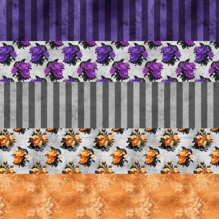 halloween floral  - Pu Leather vinyl - canvas - choose Fabric material Sheets