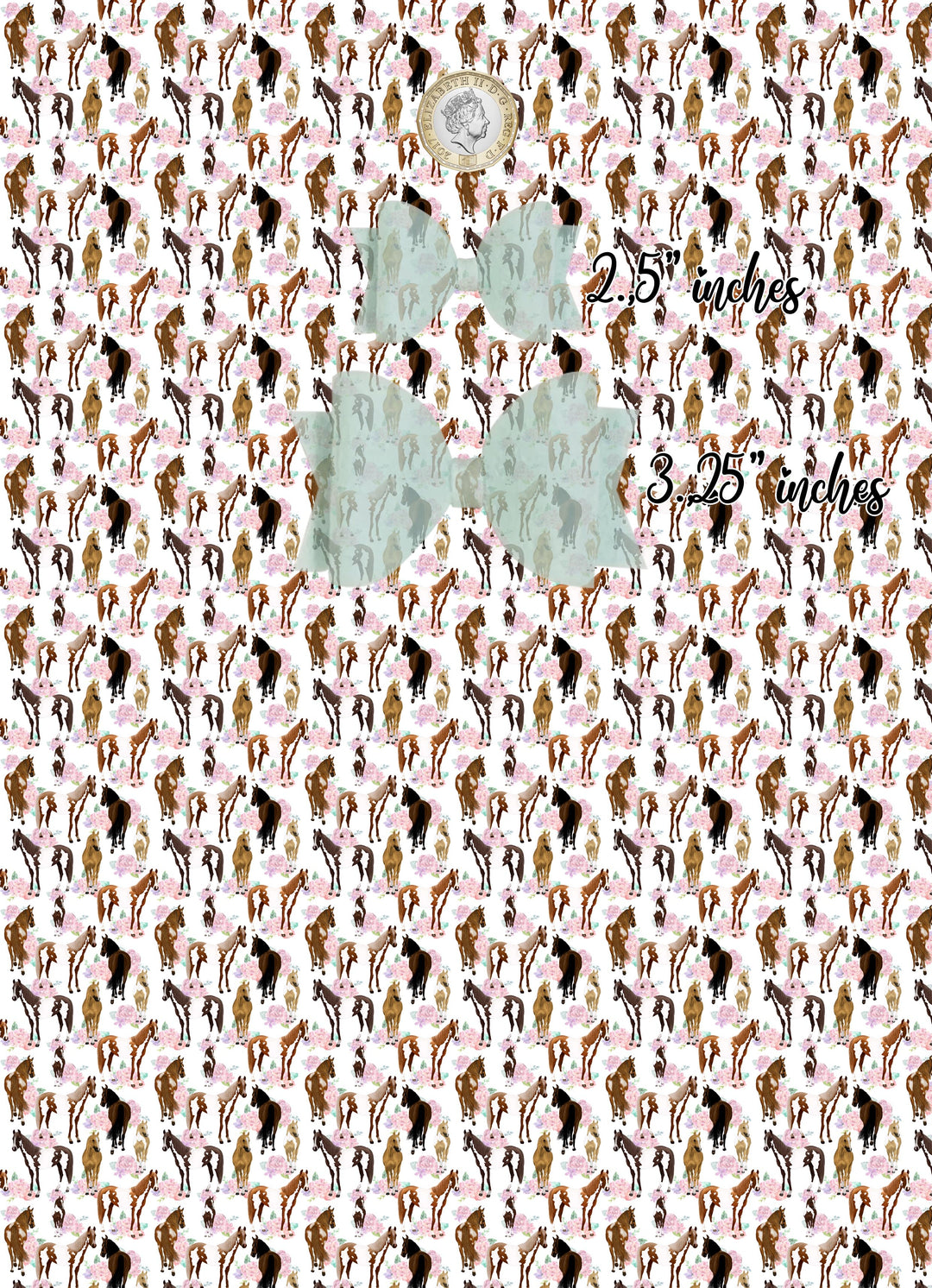 Floral horse - Pu faux vegan Leather vinyl - canvas - choose Fabric material Sheets