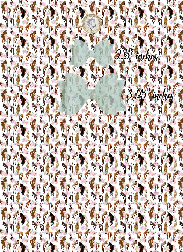 Floral horse - Pu faux vegan Leather vinyl - canvas - choose Fabric material Sheets