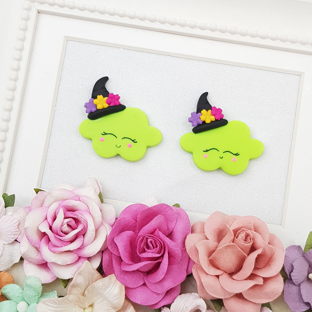 Halloween green cloud - Embellishment Clay Bow Centre