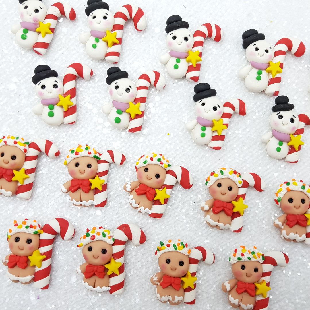 Adorable christmas candy cane - Embellishment Clay Bow Centre