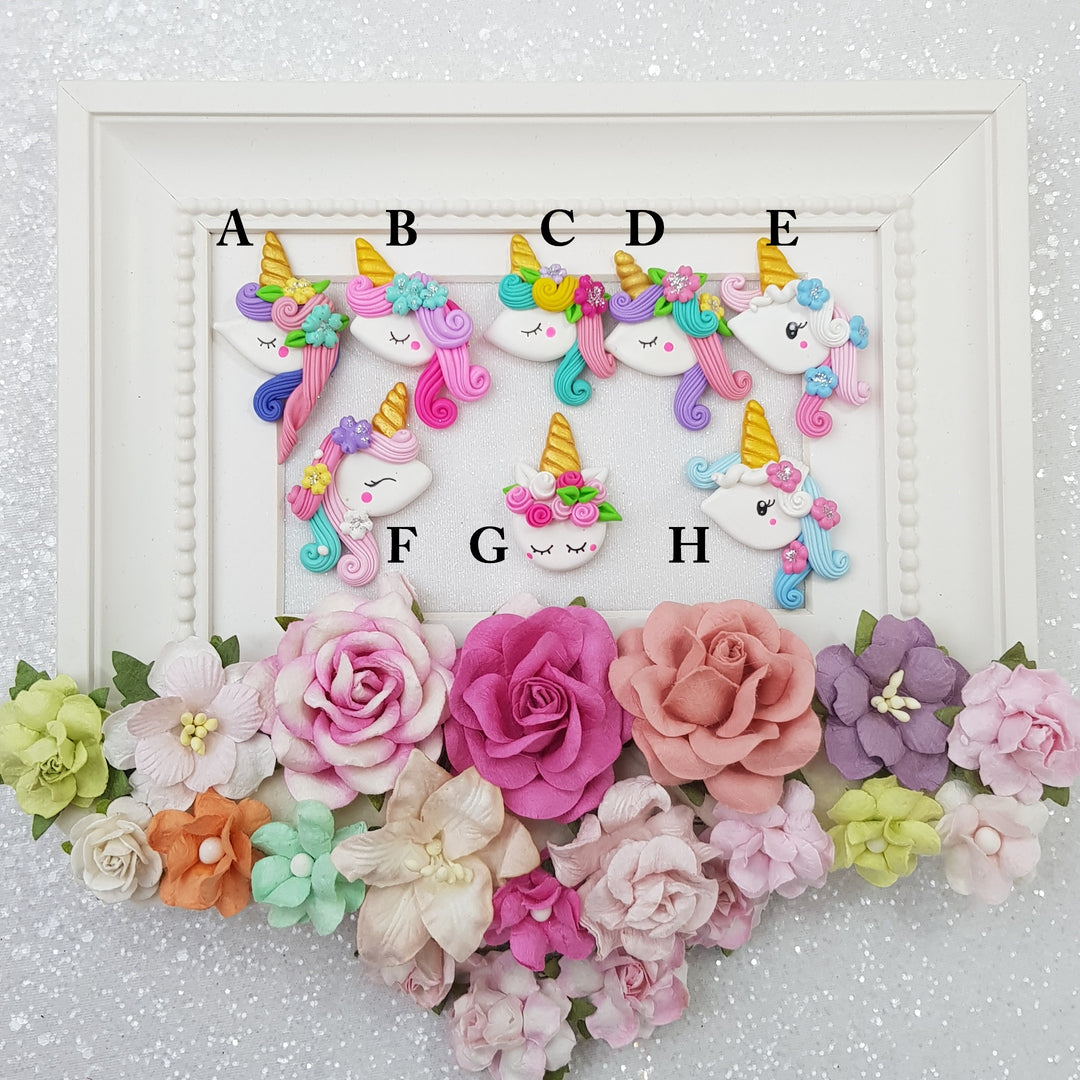 Rainbow unicorn head - Embellishment Clay Bow Centre