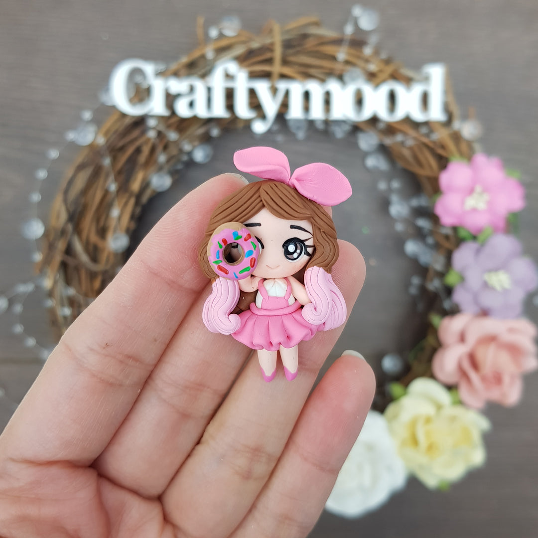 Donut girl - Embellishment Clay Bow Centre