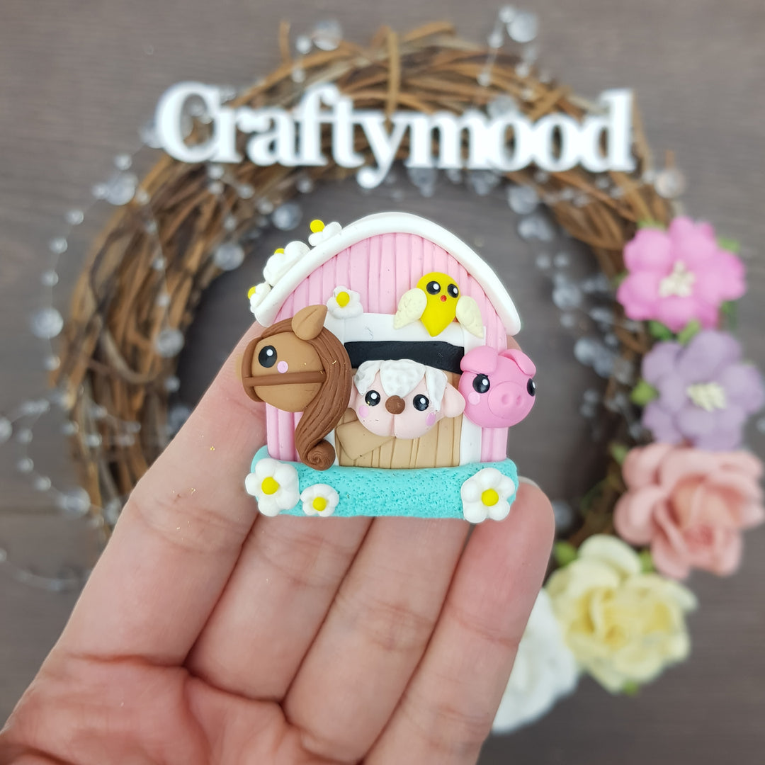 Farm house barn - Embellishment Clay Bow Centre