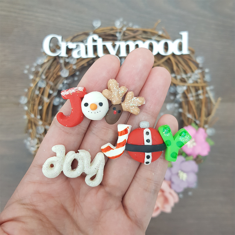 Christmas joy - Handmade Flatback Clay Bow Centre