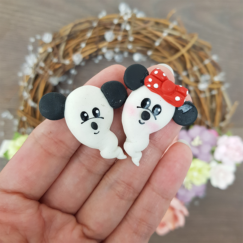 SALE Mouse ghost - Embellishment Clay Bow Centre