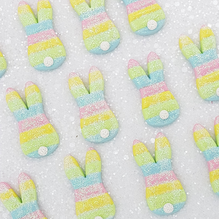 Rainbow bunny - Handmade Flatback Clay Bow Centre