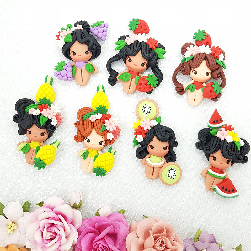 Summer fruit girls - Embellishment Clay Bow Centre