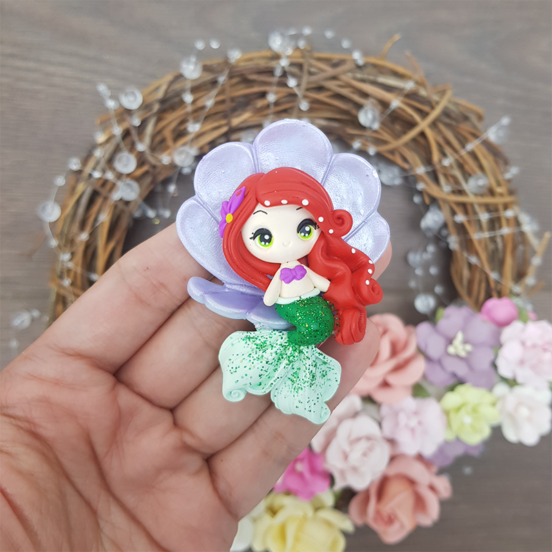 Mermaid shell - Embellishment Clay Bow Centre