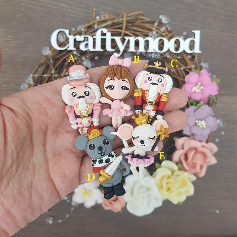 Christmas nutcracker and friends - Handmade Flatback Clay Bow Centre