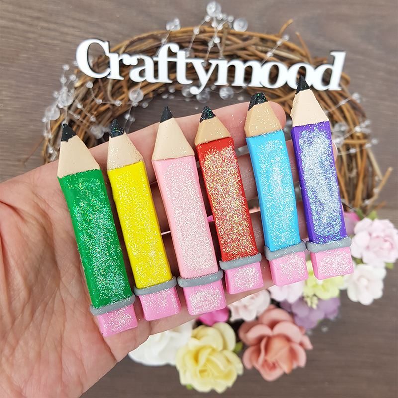 Pencils - Embellishment Clay Bow Centre