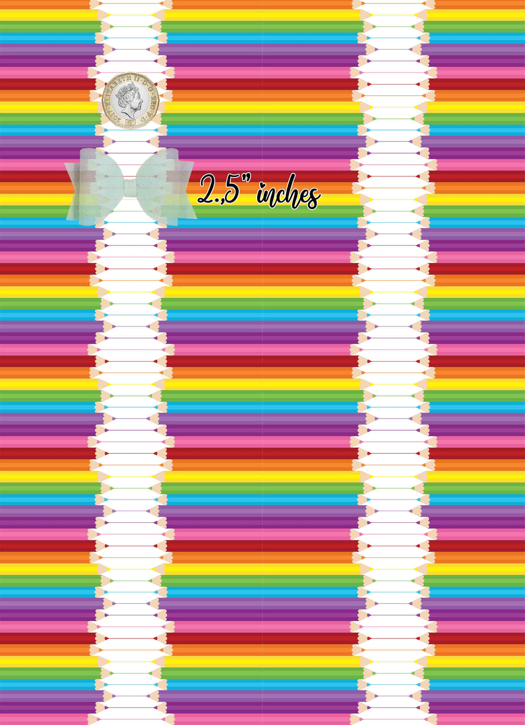 School rainbow pencil - Pu Leather vinyl - canvas - choose Fabric material Sheets